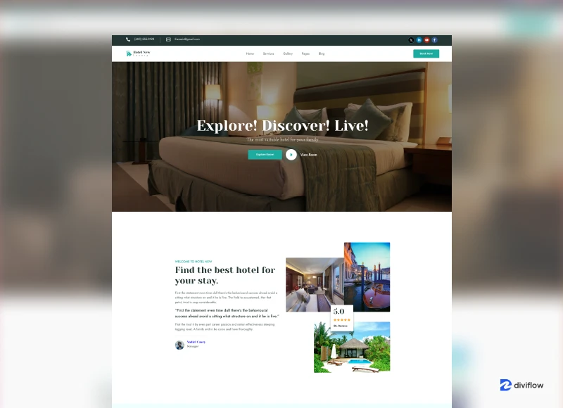 Hotel Flow Divi Layout Saasflow Divi Layout