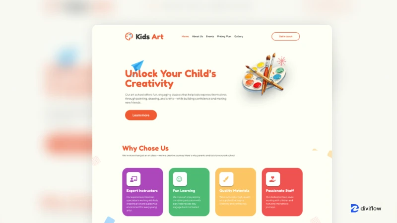 Kids Art – Divi 5 Website Layout