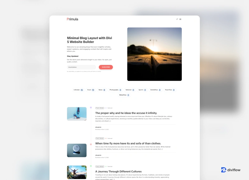 Primula - Divi Minimal Blog Layout Pack