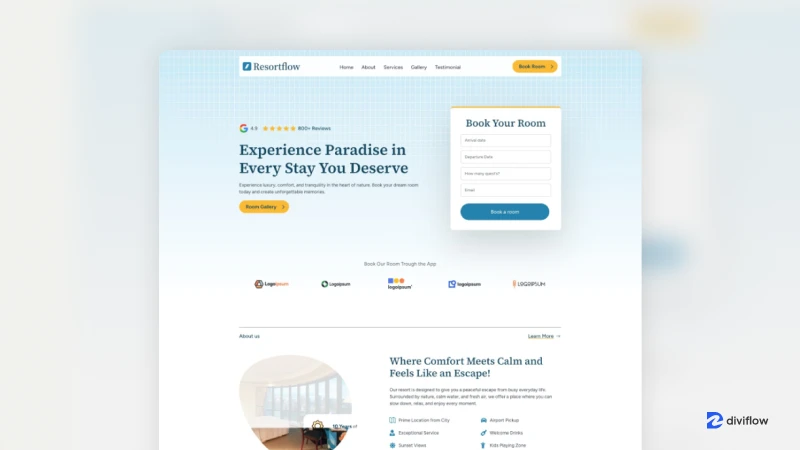 Resort Flow – Hotel Resort Divi 5 Layout
